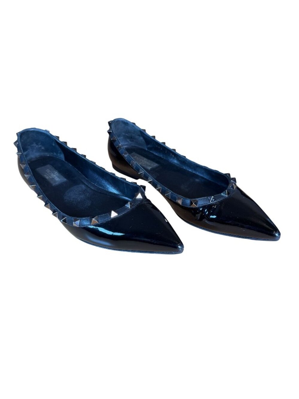 Valentino Garavani Noir Rockstud Ballet Flats Black Patent Leather EU 38.5 US 8.
